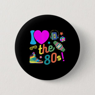 Ich liebe die 80er lustige Retro-Party 80er Kostüm Button