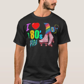 Ich Liebe die 80er Retro Rainbow Legs Pink Roller T-Shirt