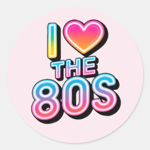 Ich liebe die 80er runder aufkleber