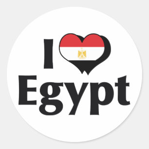 Ich liebe die Flagge Ägyptens Runder Aufkleber