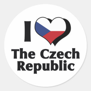 Ich liebe die Flagge der Tschechischen Republik Runder Aufkleber