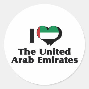 Ich liebe die Flagge der Vereinigten Arabischen Em Runder Aufkleber
