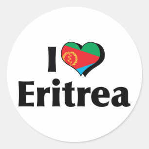 Ich liebe die Flagge Eritreas Runder Aufkleber