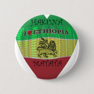 Ich liebe die Flagge - Liebe Äthiopien Rot Golde Button
