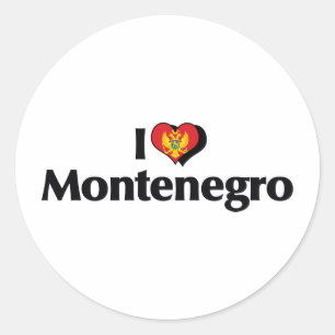 Ich liebe die Flagge Montenegros Runder Aufkleber