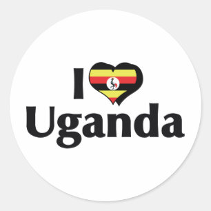 Ich liebe die Flagge Ugandas Runder Aufkleber