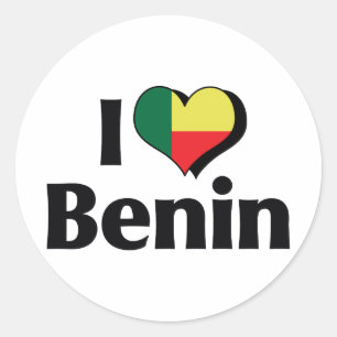 Ich liebe die Flagge von Benin Runder Aufkleber