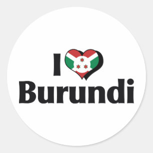 Ich liebe die Flagge von Burundi Runder Aufkleber