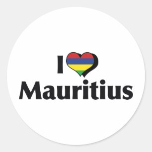 Ich liebe die Flagge von Mauritius Runder Aufkleber