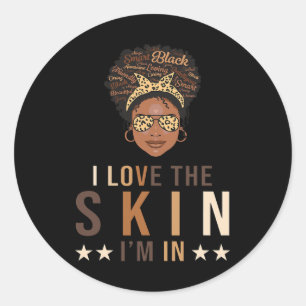 Ich liebe die Haut, in der ich bin Juneteenth Moti Runder Aufkleber