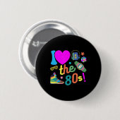 Ich Liebe die Kostüme des 80er Funny Retro Party 8 Button (Vorne & Hinten)