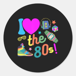 Ich Liebe die Kostüme des 80er Funny Retro Party 8 Runder Aufkleber
