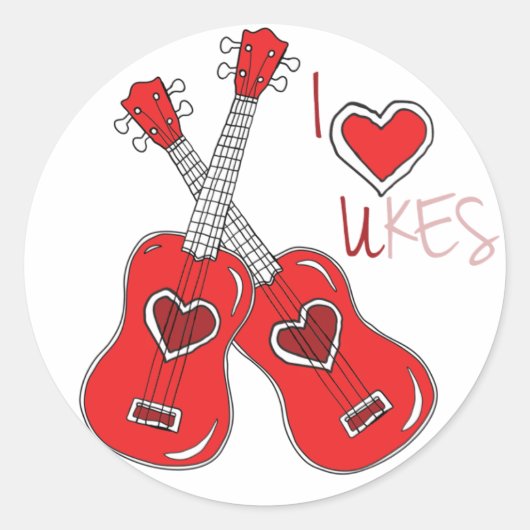 Ich liebe die Liebe Ukuleles Runder Aufkleber (Vorderseite)