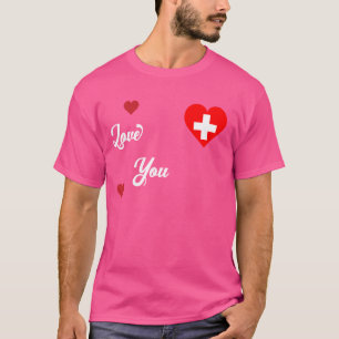 Ich liebe die Schweiz mit der Schweizer Flagge in  T-Shirt