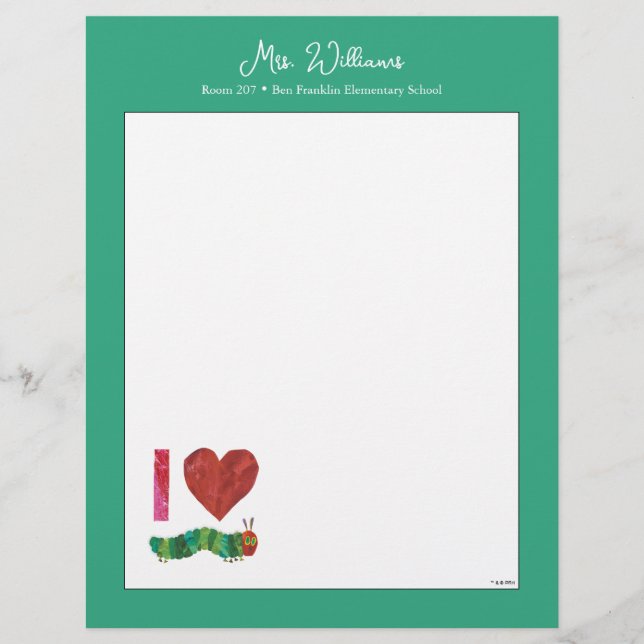 Ich Liebe die sehr hungrige Raupe Briefbogen (Vorderseite)