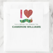 Ich Liebe die sehr hungrige Raupe | Buchungsplatte Rechteckiger Aufkleber (Tasche)