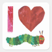Ich Liebe die sehr hungrige Raupe Quadratischer Aufkleber (Vorderseite)