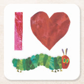 Ich Liebe die sehr hungrige Raupe Rechteckiger Pappuntersetzer (Vorderseite)