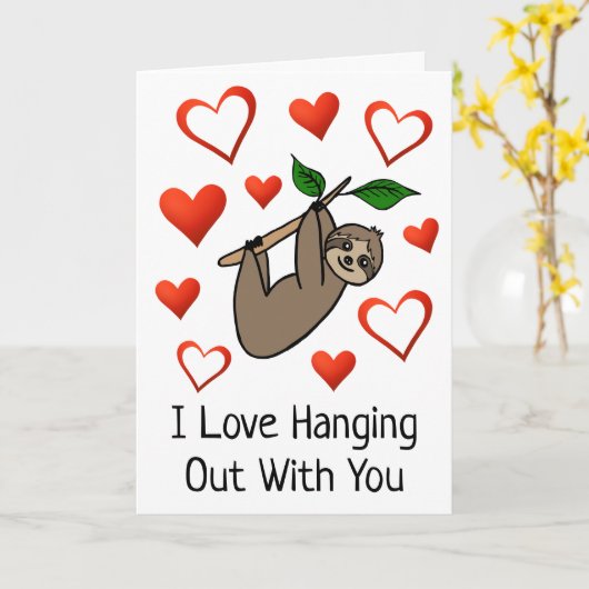 Ich Liebe, die sich mit dir am Sloth Valentine's D Karte (Gelbe Blume)