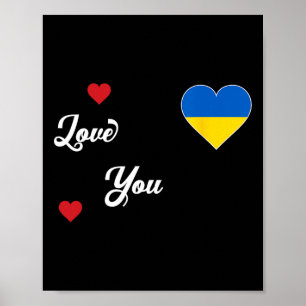 Ich liebe die Ukraine mit der ukrainischen Flagge Poster