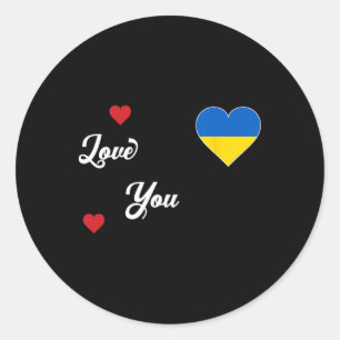 Ich liebe die Ukraine mit der ukrainischen Flagge Runder Aufkleber