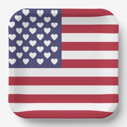 ICH LIEBE DIE USA PAPPTELLER (Vorderseite)