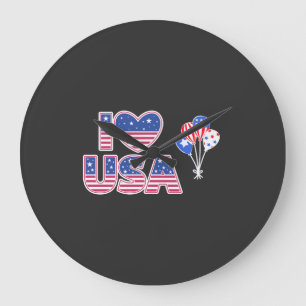 Ich liebe die USA - Patriotisches amerikanisches F Große Wanduhr