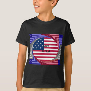 Ich liebe die USA Swirl: Patriotischer Herz Kunst T-Shirt