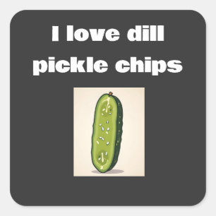 ich liebe Dill-Gurken-Chips Quadratischer Aufkleber