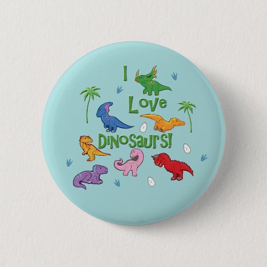 Ich Liebe Dinosaurier! niedlich Button (Vorderseite)