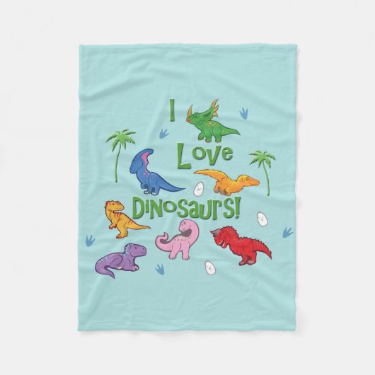 Ich Liebe Dinosaurier! niedlich Fleecedecke (Vorderseite)