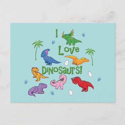 Ich Liebe Dinosaurier! niedlich Postkarte (Vorderseite)