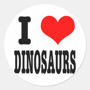 ICH LIEBE Dinosaurier Runder Aufkleber