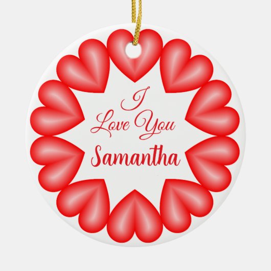 Ich Liebe dir 3D Herz Rahmen Keramik Ornament (Vorne)