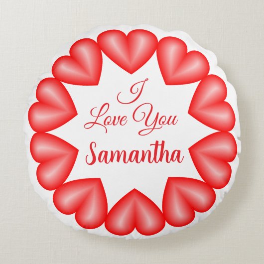 Ich Liebe dir 3D Herz Rahmen Rundes Kissen (Vorderseite)