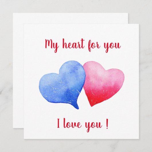 Ich Liebe dir Aquarell-Rot-Blau-Herz (Vorne/Hinten)