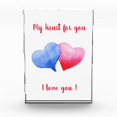 Ich Liebe dir Aquarell-Rot-Blau-Herz Fotoblock (Vorderseite)