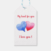 Ich Liebe dir Aquarell-Rot-Blau-Herz Geschenkanhänger (Vorderseite)
