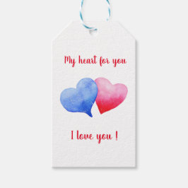 Ich Liebe dir Aquarell-Rot-Blau-Herz Geschenkanhänger