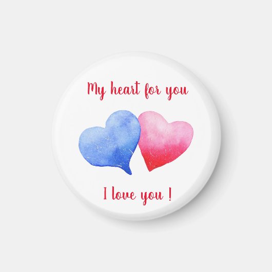 Ich Liebe dir Aquarell-Rot-Blau-Herz Magnet (Vorne)