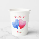 Ich Liebe dir Aquarell-Rot-Blau-Herz Pappbecher (Rückseite)