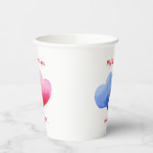 Ich Liebe dir Aquarell-Rot-Blau-Herz Pappbecher (Links)