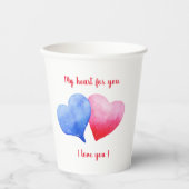 Ich Liebe dir Aquarell-Rot-Blau-Herz Pappbecher (Vorderseite)