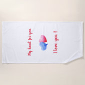 Ich Liebe dir Aquarell-Rot-Blau-Herz Strandtuch (Vorderseite)