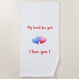 Ich Liebe dir Aquarell-Rot-Blau-Herz Strandtuch