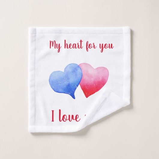 Ich Liebe dir Aquarell-Rot-Blau-Herz Waschlappen (Waschlappen)