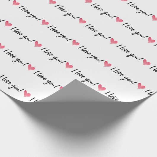 Ich Liebe dir! Aquarellfarbenes Herzmuster Geschenkpapier (Ecke)