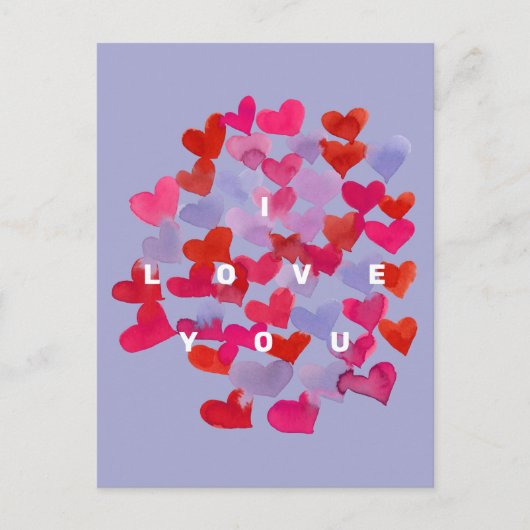 Ich Liebe dir Aquarellherzen Postcard Postkarte (Vorderseite)