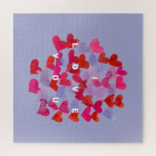 Ich Liebe dir Aquarellherzen Puzzle (Horizontal)