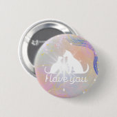 Ich Liebe dir Aquarellkatzentaste Button (Vorne & Hinten)